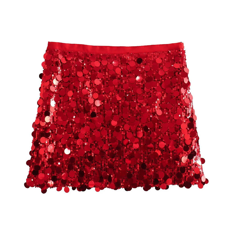 Elegant Sparkly Mini Skirt for Women with High Waist Sequin Bodycon Party Style