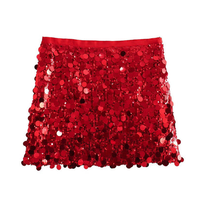 Elegant Sparkly Mini Skirt for Women with High Waist Sequin Bodycon Party Style