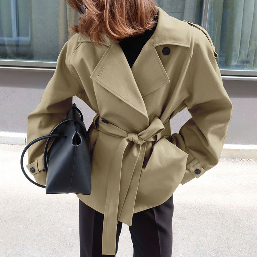 Women's Reversed Collar Belted Trench Coat