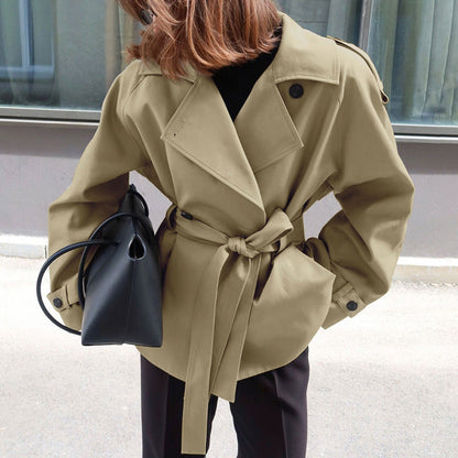 Women's Reversed Collar Belted Trench Coat