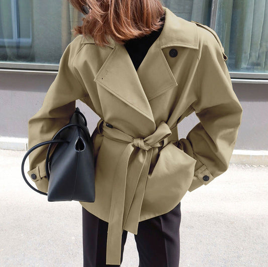 Women's Reversed Collar Belted Trench Coat