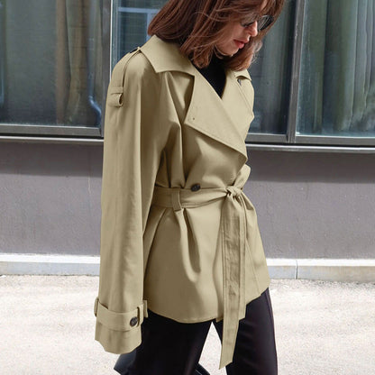 Women's Reversed Collar Belted Trench Coat