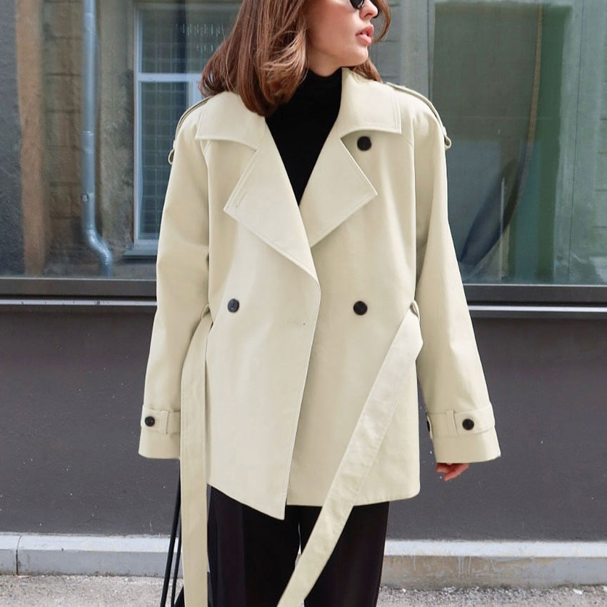 Women's Reversed Collar Belted Trench Coat