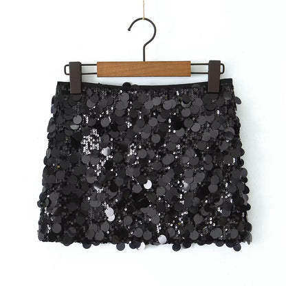 Elegant Sparkly Mini Skirt for Women with High Waist Sequin Bodycon Party Style