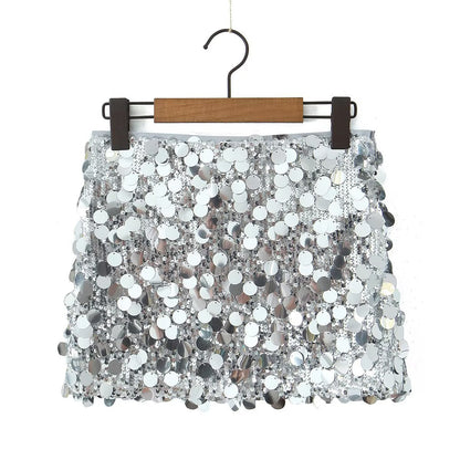 Elegant Sparkly Mini Skirt for Women with High Waist Sequin Bodycon Party Style