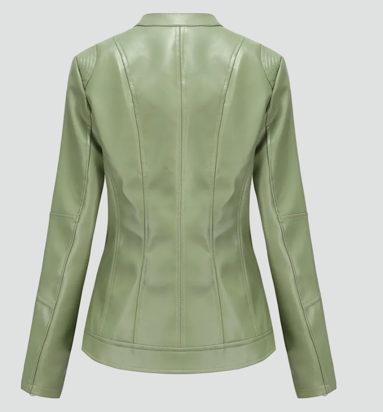 Women's Faux Leather Zip Biker Jacket