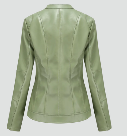 Women's Faux Leather Zip Biker Jacket