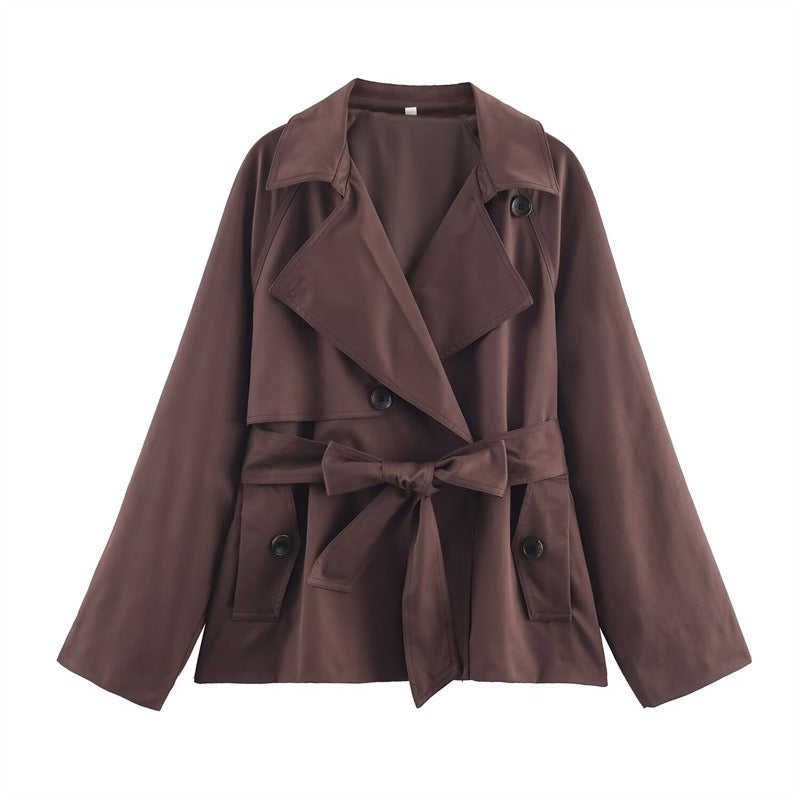 Women's Short Double Breasted Trench Coat