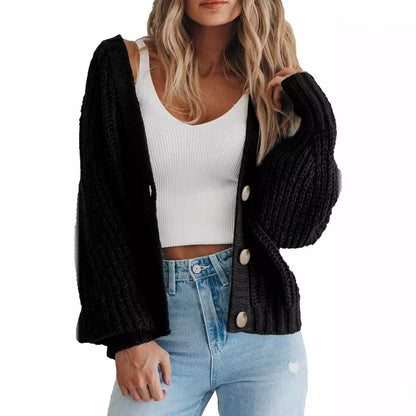 Women's Oversized Chunky Knit Balloon Sleeve Cardigan