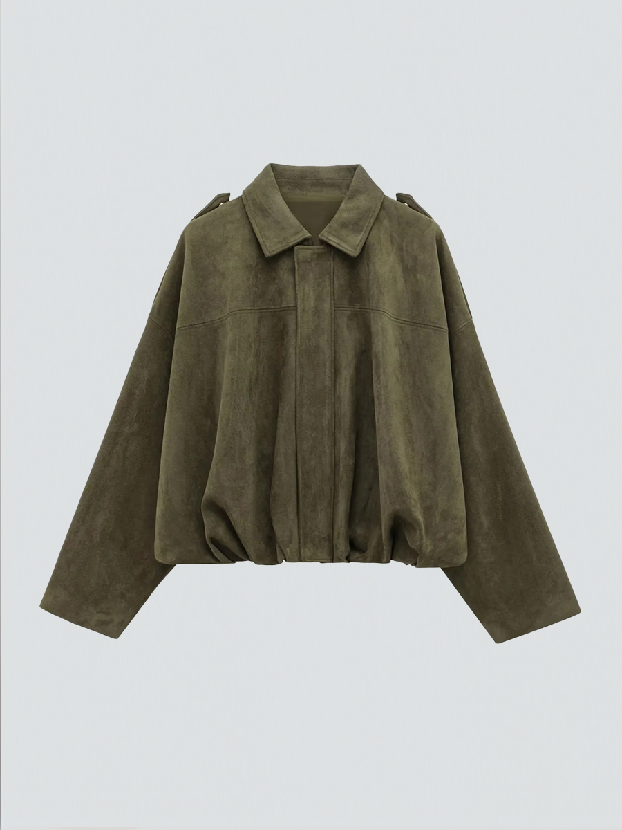 Women's Oversized Suede Bomber Jacket