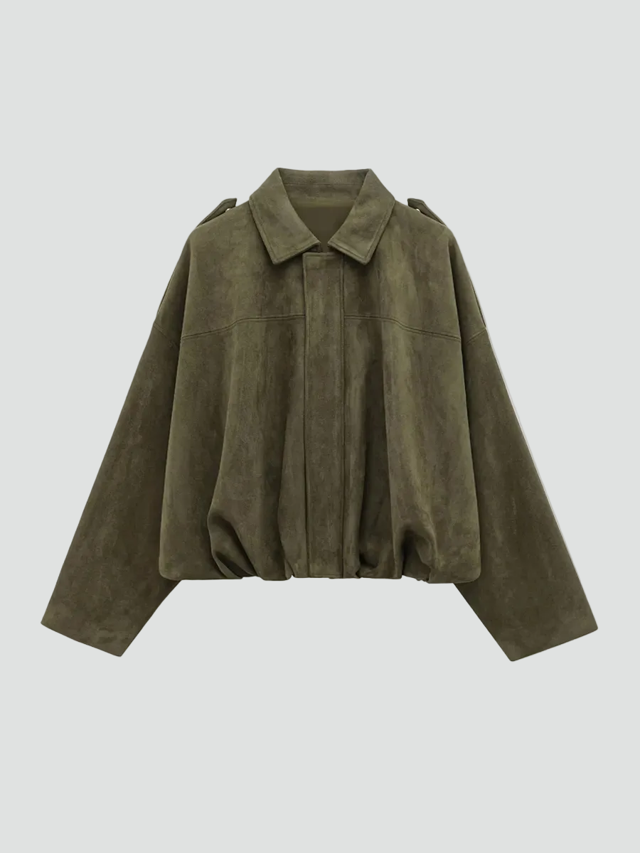Women's Oversized Suede Bomber Jacket