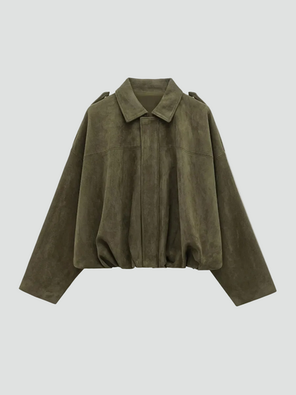 Women's Oversized Suede Bomber Jacket