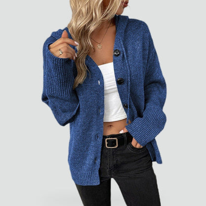 Women's Button Front Hooded Cardigan