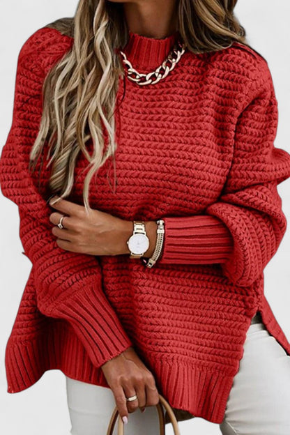 Women's Oversized Chunky Knit Mock Neck Sweater