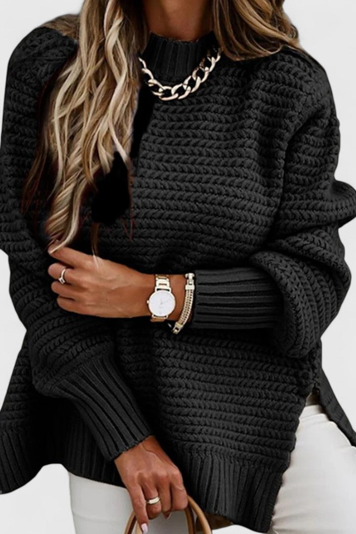 Women's Oversized Chunky Knit Mock Neck Sweater