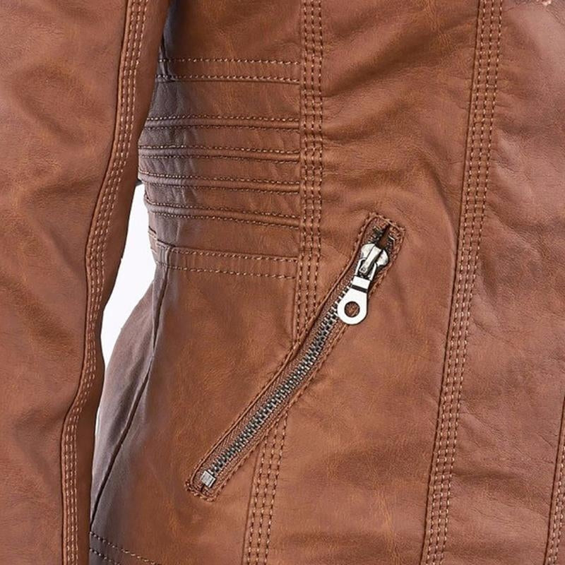Women's Hooded Faux Leather Moto Jacket
