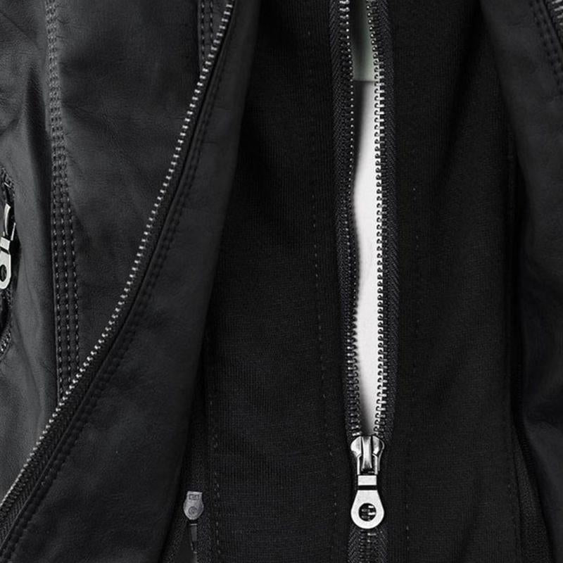 Women's Hooded Faux Leather Moto Jacket