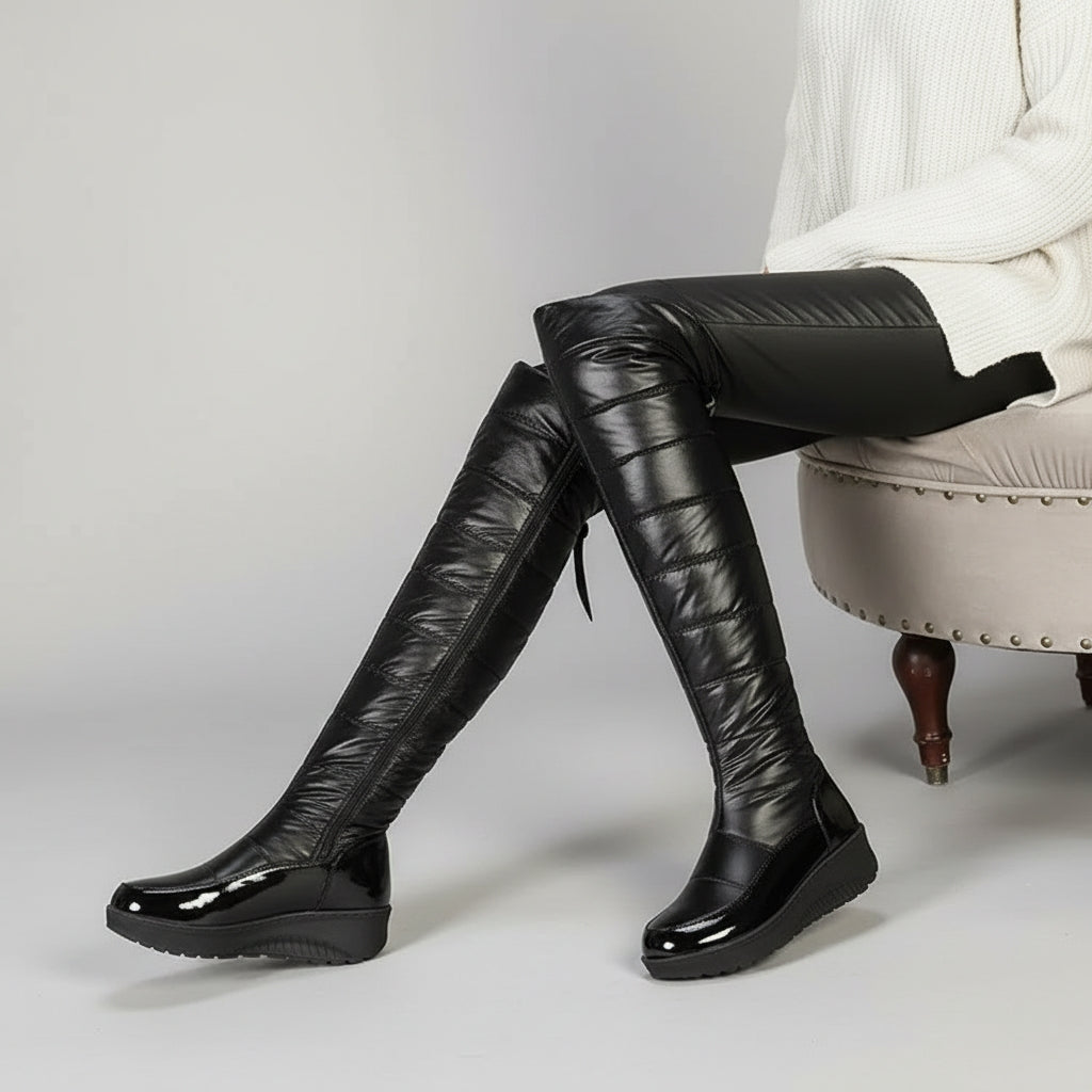 Women's Quilted Warm Lined Knee High Boots