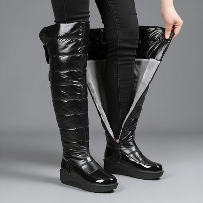 Women's Quilted Warm Lined Knee High Boots