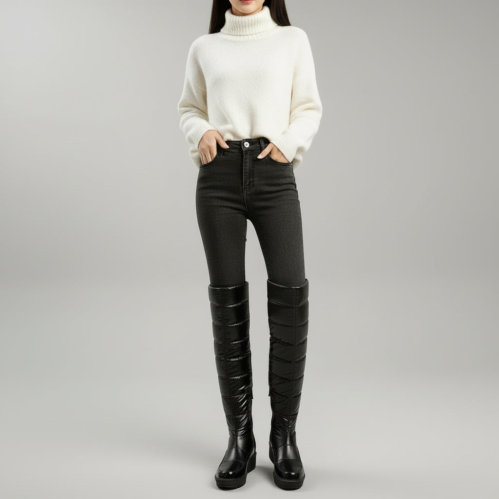 Women's Quilted Warm Lined Knee High Boots