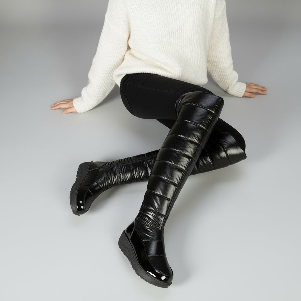 Women's Quilted Warm Lined Knee High Boots