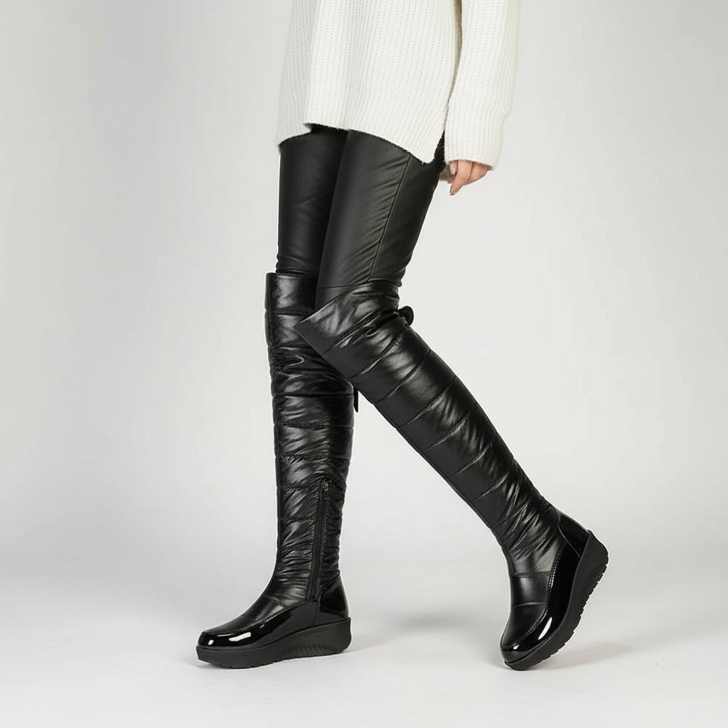 Women's Quilted Warm Lined Knee High Boots