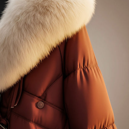 Women's Faux Fur Collar Toggle Puffer Jacket