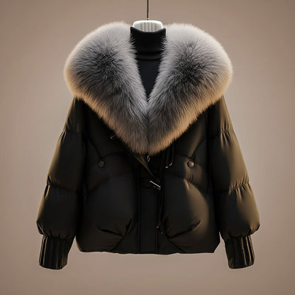 Women's Faux Fur Collar Toggle Puffer Jacket