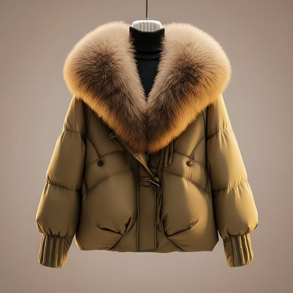 Women's Faux Fur Collar Toggle Puffer Jacket