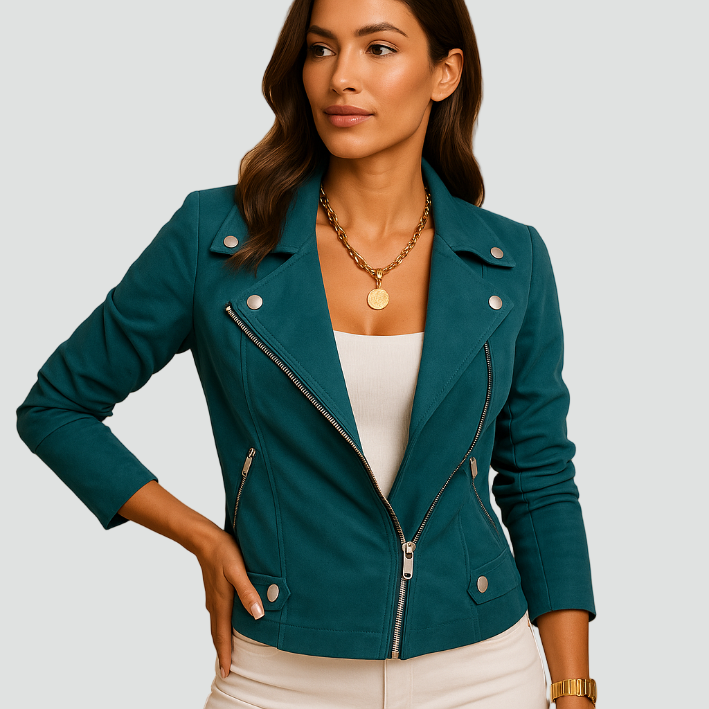 Women's Suede Zip Biker Jacket