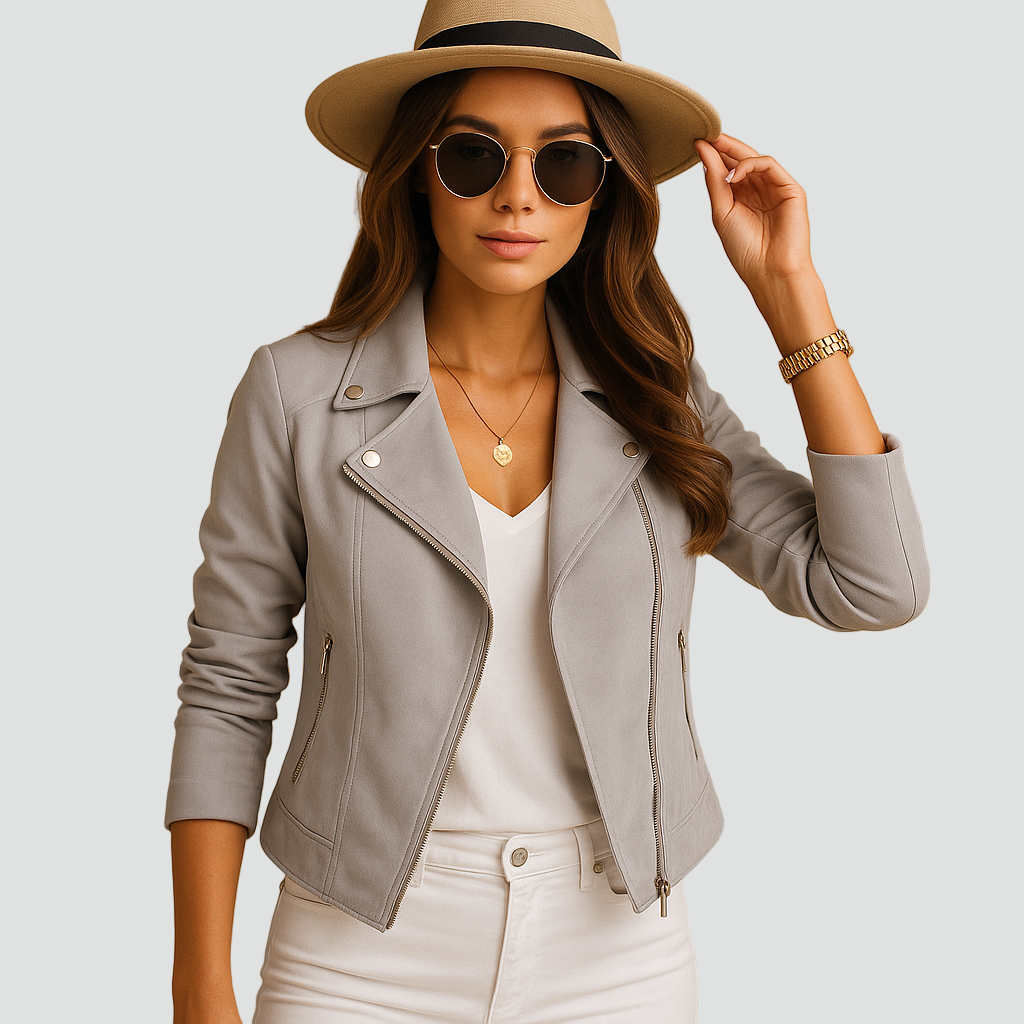 Women's Suede Zip Biker Jacket
