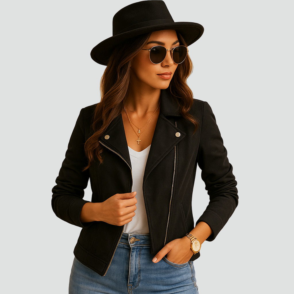 Women's Suede Zip Biker Jacket
