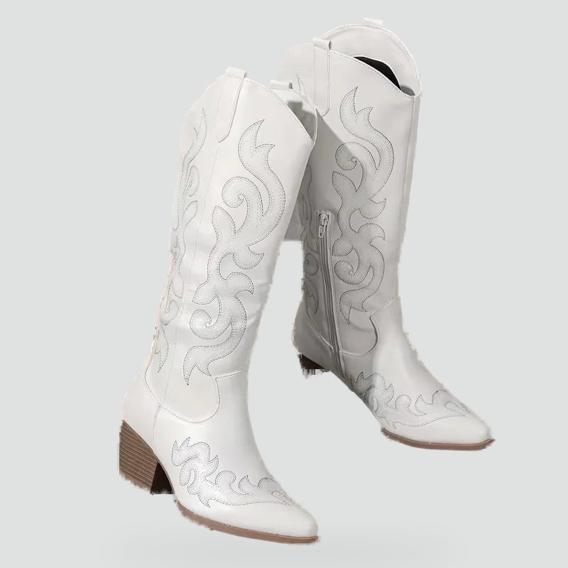 Women's Denim Embroidered Cowboy Boots