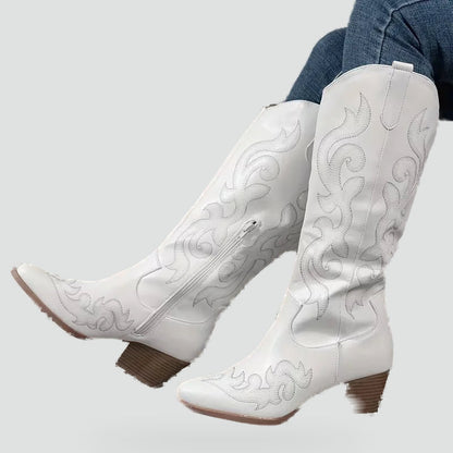 Women's Denim Embroidered Cowboy Boots