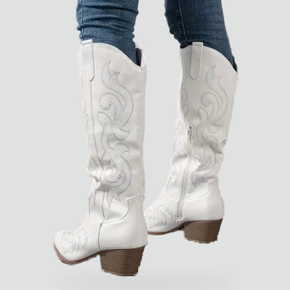 Women's Denim Embroidered Cowboy Boots