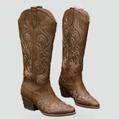 Women's Denim Embroidered Cowboy Boots