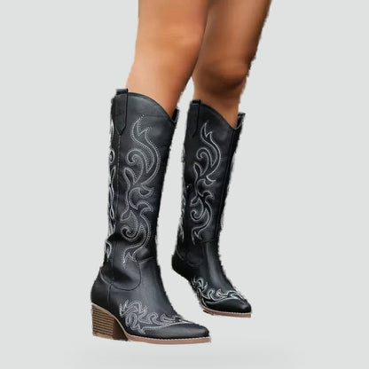 Women's Denim Embroidered Cowboy Boots