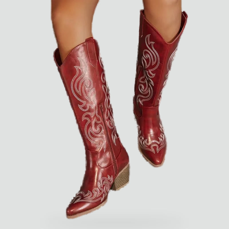 Women's Denim Embroidered Cowboy Boots