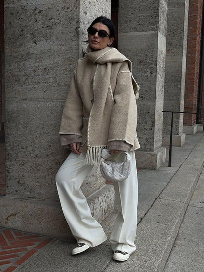 Women's Blanket Scarf Wrap Wool Coat