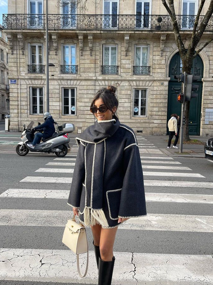 Women's Blanket Scarf Wrap Wool Coat