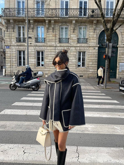 Women's Blanket Scarf Wrap Wool Coat