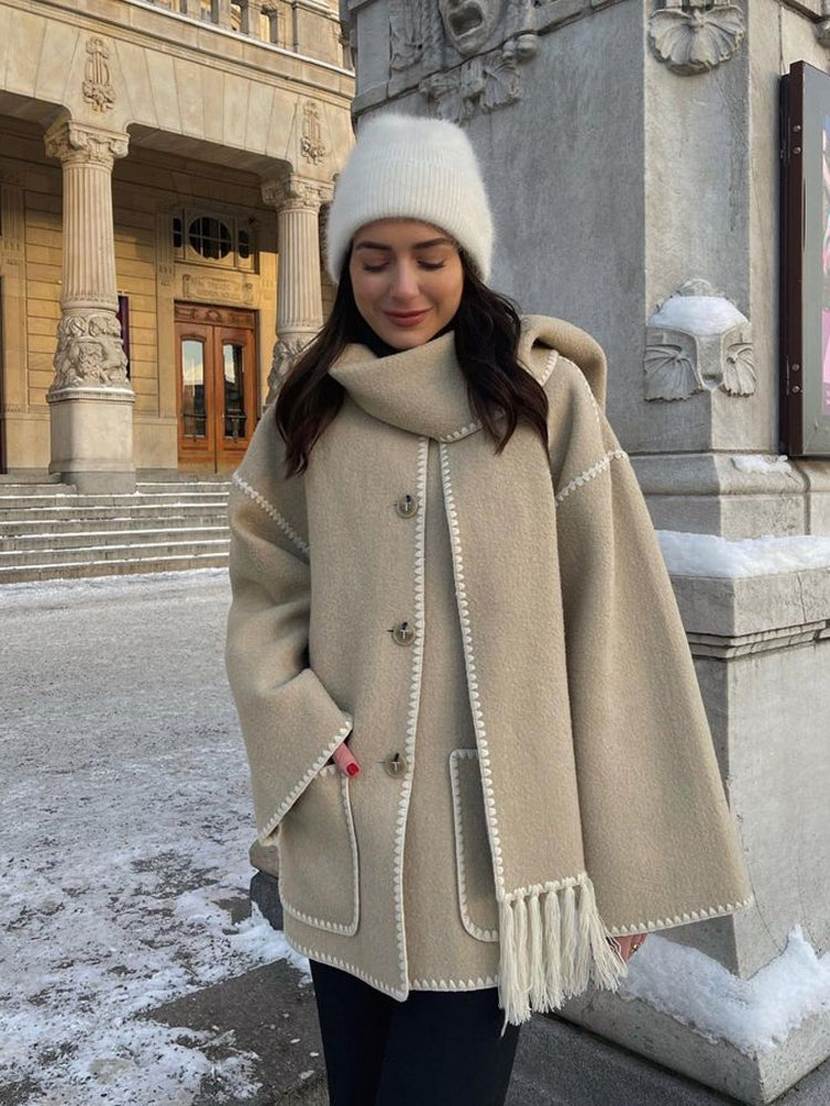 Women's Blanket Scarf Wrap Wool Coat