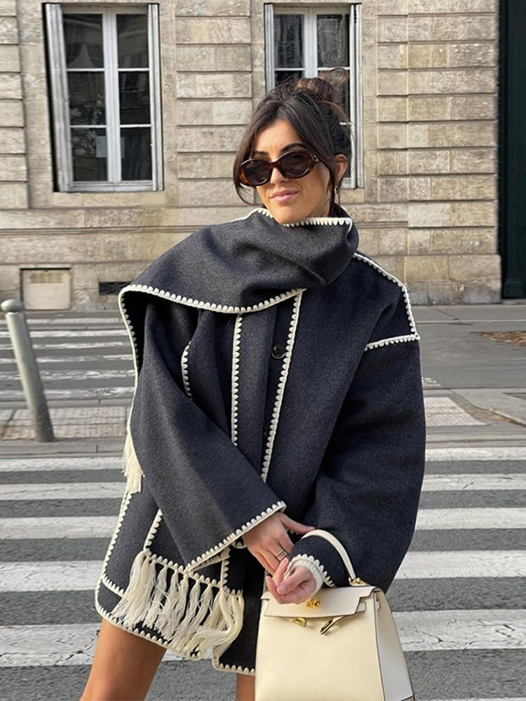 Women's Blanket Scarf Wrap Wool Coat