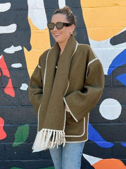 Women's Blanket Scarf Wrap Wool Coat