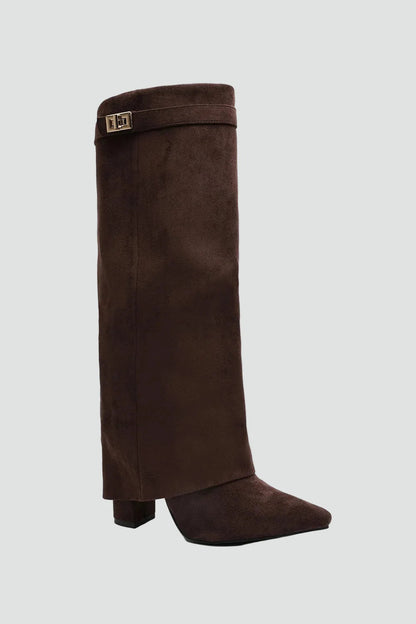Women's Suede Fold Over Knee High Boots
