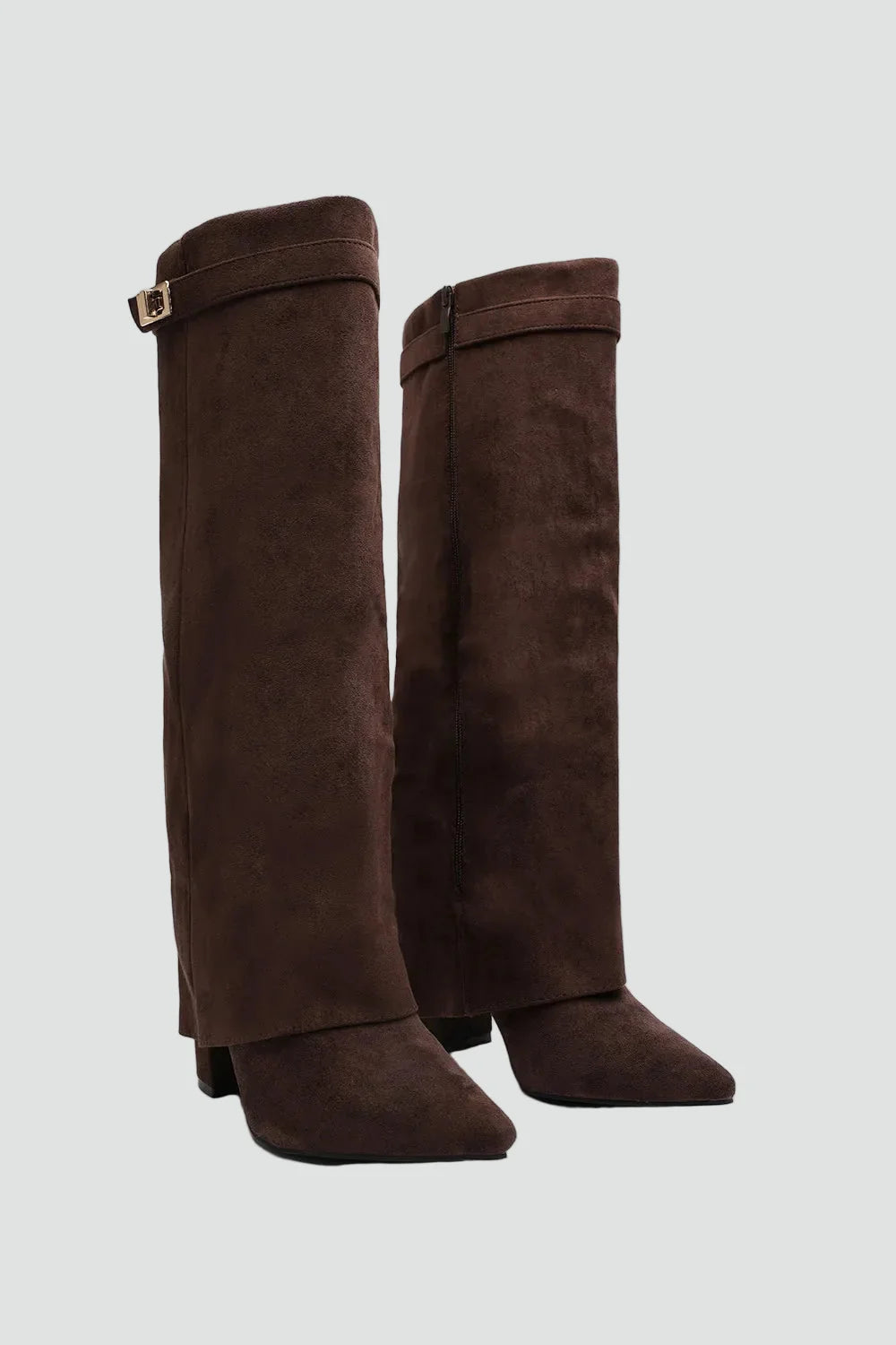 Women's Suede Fold Over Knee High Boots