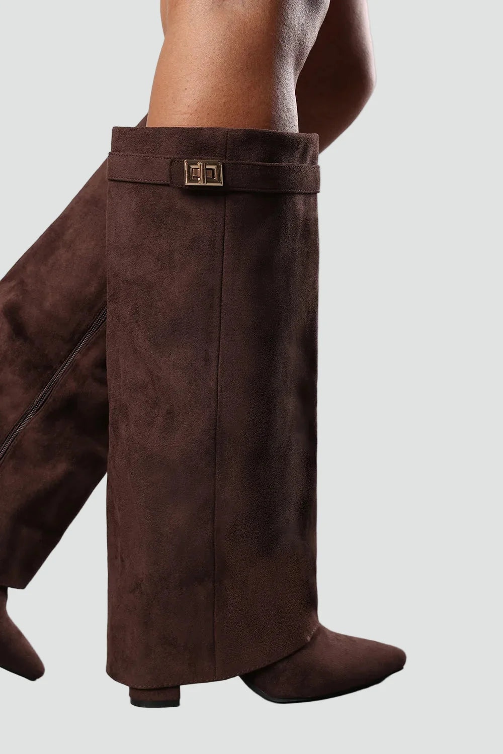 Women's Suede Fold Over Knee High Boots