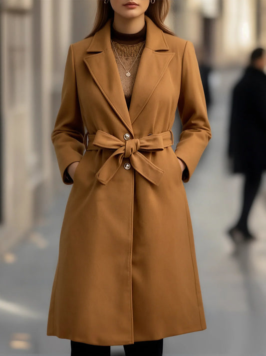 Women's Belted Notch Lapel Trench Coat