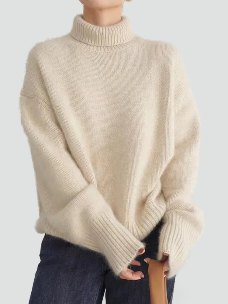 Women's Oversized Ribbed Turtleneck Sweater