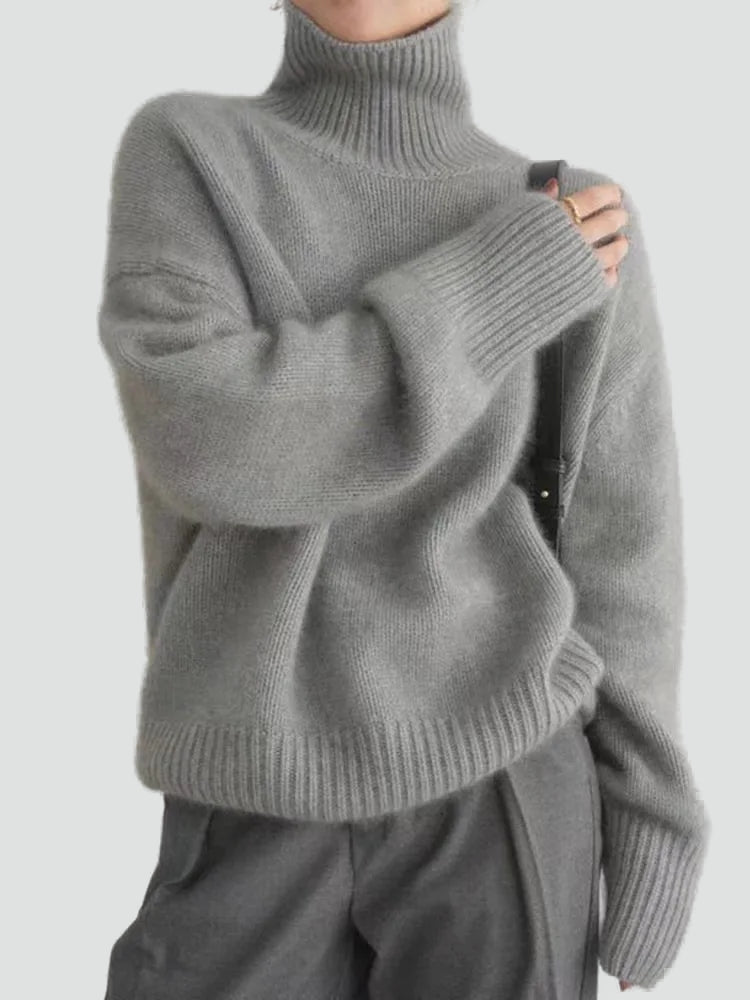 Women's Oversized Ribbed Turtleneck Sweater